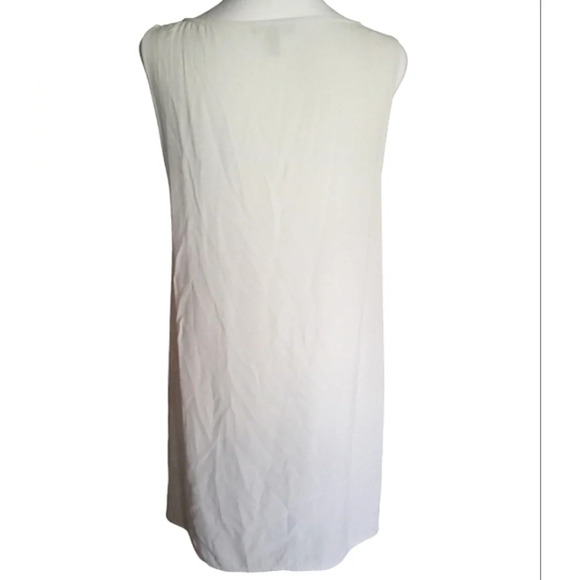 Eileen Fisher Silk Georgette Crepe Bateau Neck Tank in Bone Size Medium Petite - Picture 7 of 10